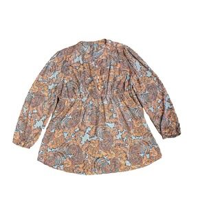 Maternity Shirt Orange Paisley Print Pullover long sleeve, Octavia, Size XL